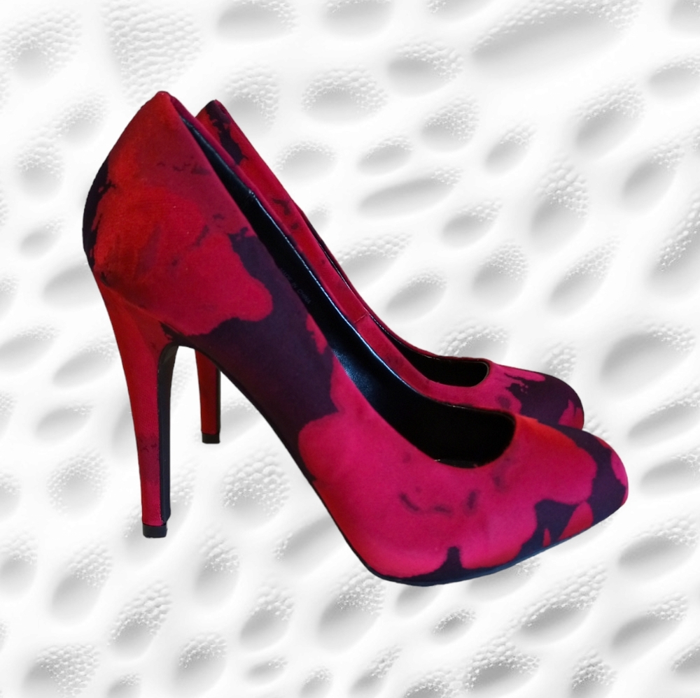 Le Château Women's Stiletto Heel Satin Pumps Red - Picture 7 of 16